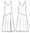 Vector maxi dress with front slit technical drawing