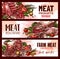 Vector meat product banners for butchery shop