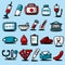 vector medic equipment cartoon set