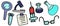 Vector medical colored set of microscope, test tubes, documents, documents, analyzes from the laboratory