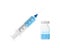 Vector Medical icon ampoule vaccine and syringe. Image vaccine and syringe