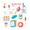 Vector medical icons for blood test infographic