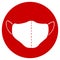 Vector medical mask red icon. Healthcare design. Simple hand drawn illustration