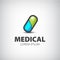 Vector medical pill icon, logo isolated