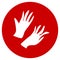 Vector medical red icon. Healthcare design. Doodle Protective gloves. Stop covid-19, coronavirus