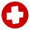 Vector medical red icon. Healthcare design. Symbol of medicine, first aid. Doodle Add Plus Illustration