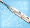 Vector medical thermometer on the blue background