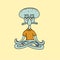 Vector meditation cartoon squidward mood smile lotus