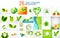 Vector mega collection of green concepts, leaf icons, summer and spring ideas