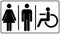 Vector mens and womens disabled restroom signage set