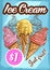 Vector menu sketch poster for ice cream dessert