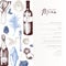 Vector menu template. Hand drawn detailed Christmas decorations, wine, seafood, meat, fruits and vegetables. Modern