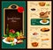 Vector menu template of Spanish cuisine restaurant