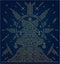 Vector Merry Christmas and Happy New Year golden greeting card. Art deco geometric christmas card on navy blue