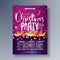 Vector Merry Christmas Party Flyer Illustration with Holiday Typography Elements and Ornamental Balls, Cutout Paper Star