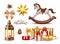 Vector merry christmas realistic symbols, toys set