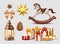 Vector merry christmas realistic symbols, toys set