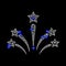 Vector Mesh Salute Star Fireworks Icon with Blue Diamonds