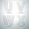 Vector mesh stylish alphabet letters U V W X