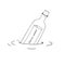 Vector of message bottle floating