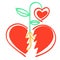 Vector metaphor of abstract split heart, between the parts which sprouted sprout of new heart-flower.