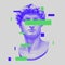 Vector Michelangelo`s David bust. Aesthetic contemporary art collage. Vaporwave style poster concept