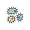 Vector microbe, bacteria flat color line icon.