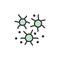 Vector microbes, bacteria, viruses flat color line icon.