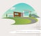 Vector of mid century modern style house