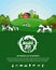 Vector milk illustration with milk splash, farm, cows and calves