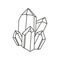 Vector mineralogy icon of opaque mineral. Line or outline black icon. Glittering crystalline stone or gemstone crystal