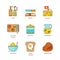 Vector minimal lineart flat cooking iconset