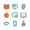 Vector minimal lineart flat education iconset