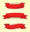 Vector minimalist cartoon flag banner ribbon template in casual red collection set