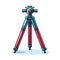 Vector of a minimalist vector icon of a red and blue tripod against a clean white background