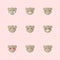 Vector minimalistic flat bear emotions icon set