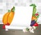 Vector mock up. Paper poster or parchment scroll with vegetables. Restaurant menu or recipe template