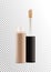 Vector mock up of realistic concealer makeup open bottle with tassel. Package of face skin corrective cosmetic product