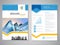 Vector modern brochure, abstract flyer with background of buildings. City scene. Layout template. For A4 size. Poster of blue, yel