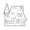 Vector modern contour illustration of a cute country house isolated from background. Rental and sale of housing. Line art of