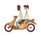 Vector modern creative flat design illustration featuring young man commuting on retro scooter. Man riding classic