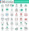 Vector Modern education color flat line outline icons for apps and web design. Internet education icons.