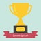 Vector modern flat design square web icon on success, victory golden bowl prize and medal award, winning and achievement