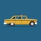 Vector modern flat design. Yellow Taxi car New York. City service transport icon