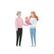 Vector modern flat family character illustration. Cute gradient grandmother with her daughter and grandchild baby isolated on
