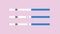 Vector modern flat pregnancy test kit. Set of stick tests unused, positive and negative isolated on pink background. Design