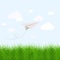 Vector modern grass with oragami airplane. Eps10