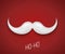 Vector modern mustache santa icon on red background