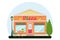 Vector modern pizza cafe detailed facade in flat style. Vector illustration. Flat illustration