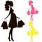 Vector modern pregnant mommy, the woman does the shopping online store, logo, silhouette, stylized symbol of mother\'s